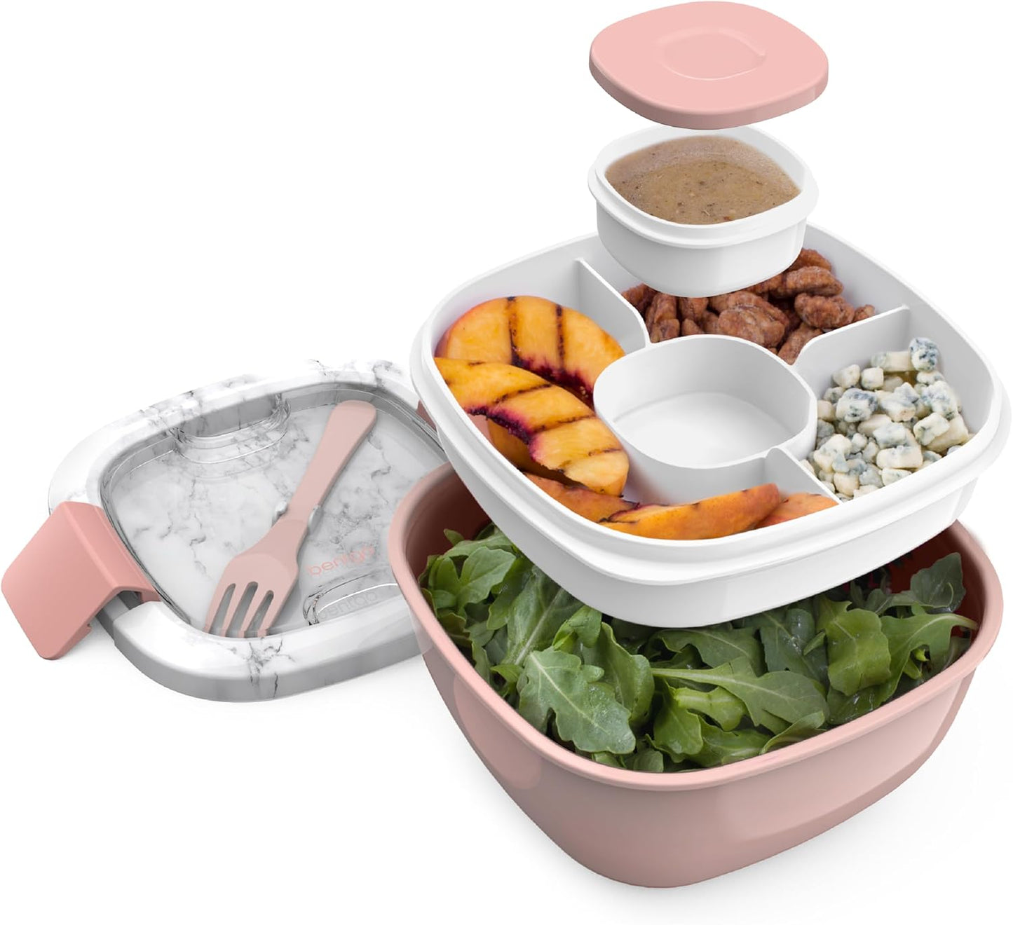 MEAL PREP PRO All-In-One Taco Bowl, Smoothie bowl, Salad Container | Large Salad Bowl, Bento Box Tray, Leak-Proof Sauce Container, Airtight Lid, & Fork | BPA-Free & Dishwasher/Microwave Safe