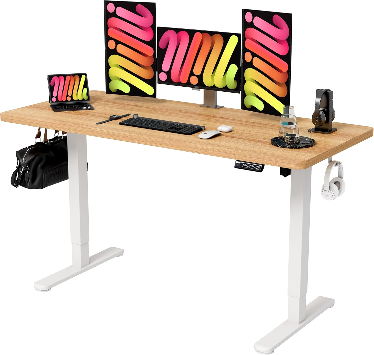 BEST OF BOTH WORLDS Electric Standing Desk | Height Adjustable Desk | Ergonomic Home Office Sit / Stand Desk with Memory Preset Controller