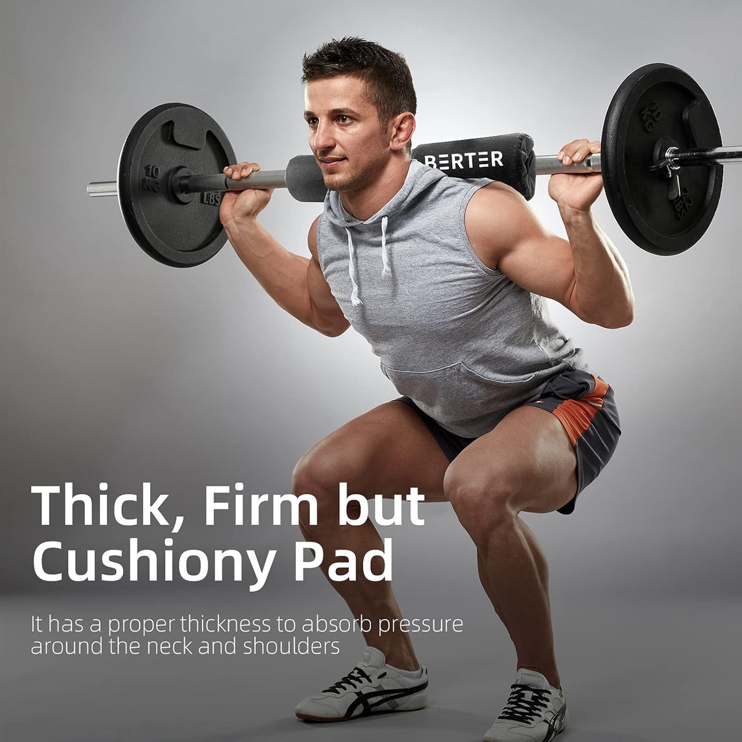 GET THE GAINS Barbell Pad for Hip Thrust and Squats Lunges - Foam Sponge Squat Bar Pad - Neck & Shoulder Protection