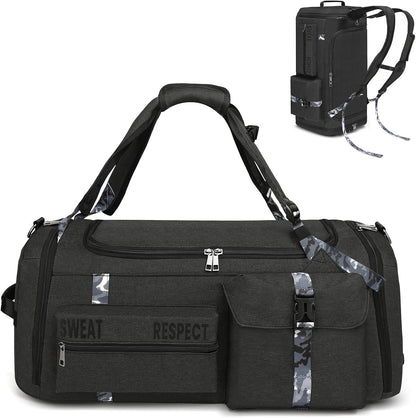 ABOUT YOUR BUSINESS Gym Bag with Shoes Compartment & Wet Pocket | 4 Way Large Sports Duffle Bag | Backpack, Weekender, Overnight Bag