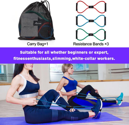 BUILD YOUR TEMPLE Resistance Bands | Figure 8 Exercise Bands for Arms, Chest Expander, Yoga, Gym, Fitness, Pulling Rope, Exercise, & Muscle Training