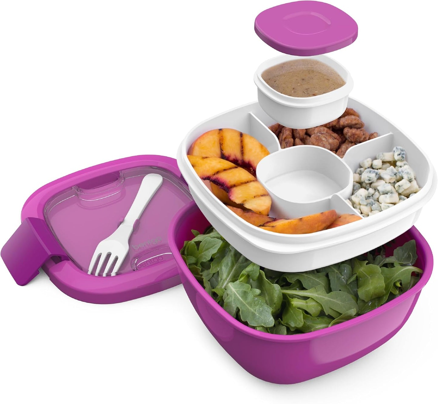 MEAL PREP PRO All-In-One Taco Bowl, Smoothie bowl, Salad Container | Large Salad Bowl, Bento Box Tray, Leak-Proof Sauce Container, Airtight Lid, & Fork | BPA-Free & Dishwasher/Microwave Safe