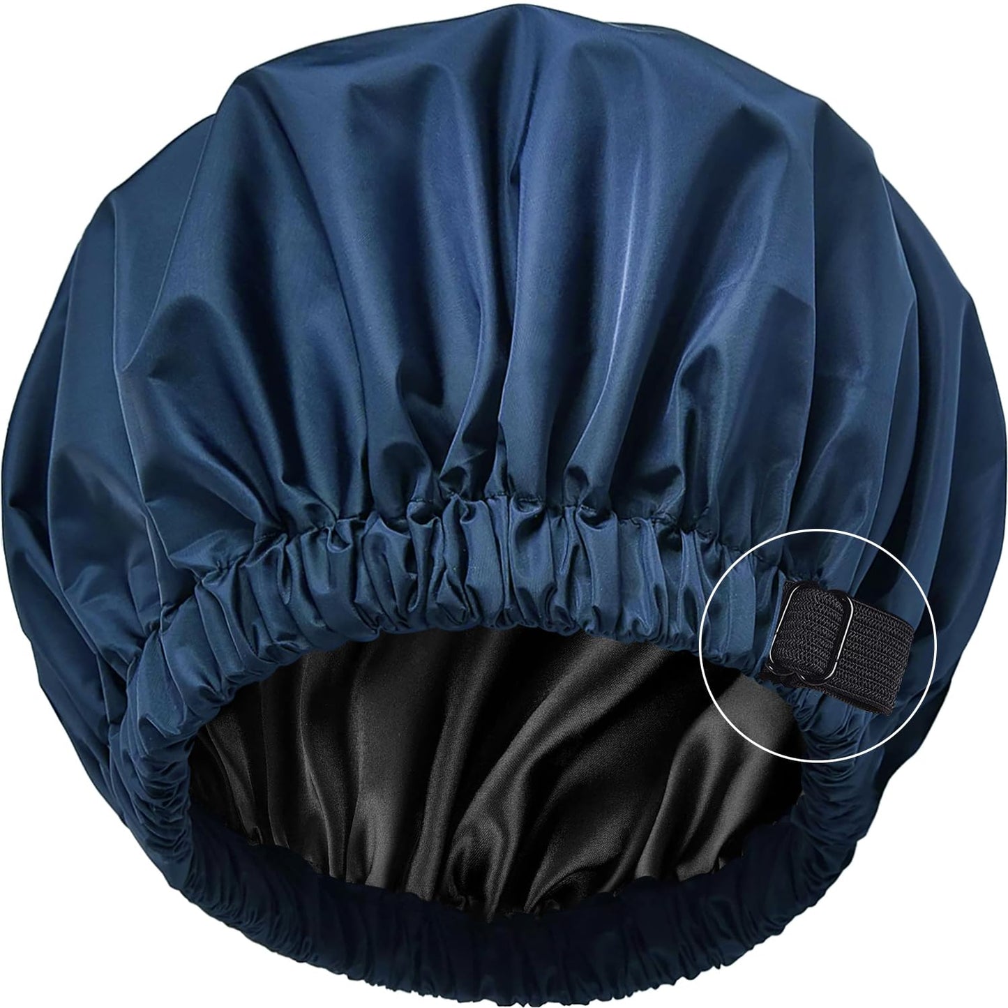 Silk Shower Cap Reusable-Double Layer & Lined, Waterproof, Washable & Adjustable (All Hair Styles)