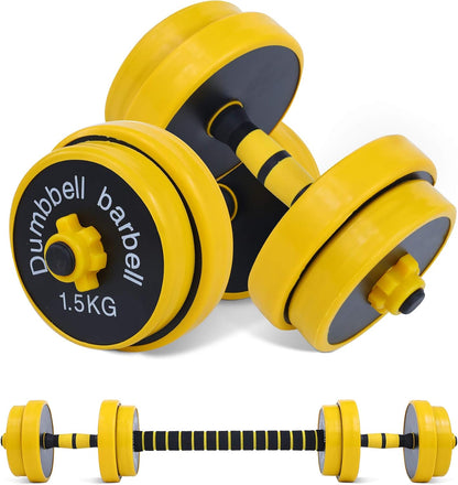 NO EXCUSES Adjustable DUMBBELLS TO BARBELL Weight Set, 20-40-50-70LB 3-In-1 Set, Non-Slip, All-Purpose