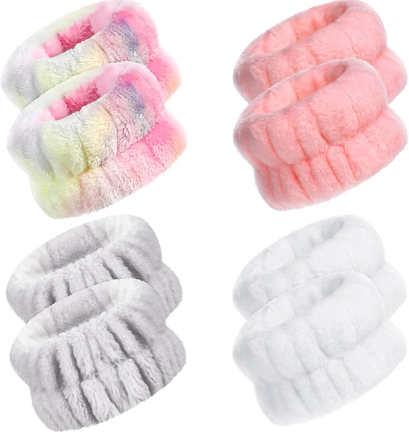 4 Pairs Spa Wrist Bands for Washing Face | Microfiber Wrist Towel Band Scrunchies Absorbent
