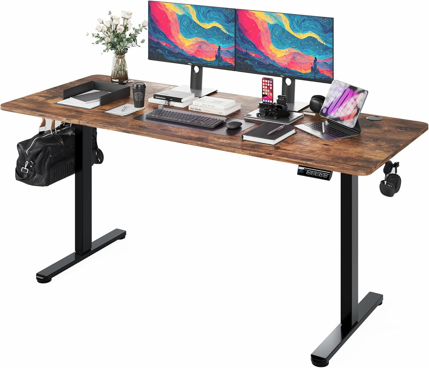 BEST OF BOTH WORLDS Electric Standing Desk | Height Adjustable Desk | Ergonomic Home Office Sit / Stand Desk with Memory Preset Controller
