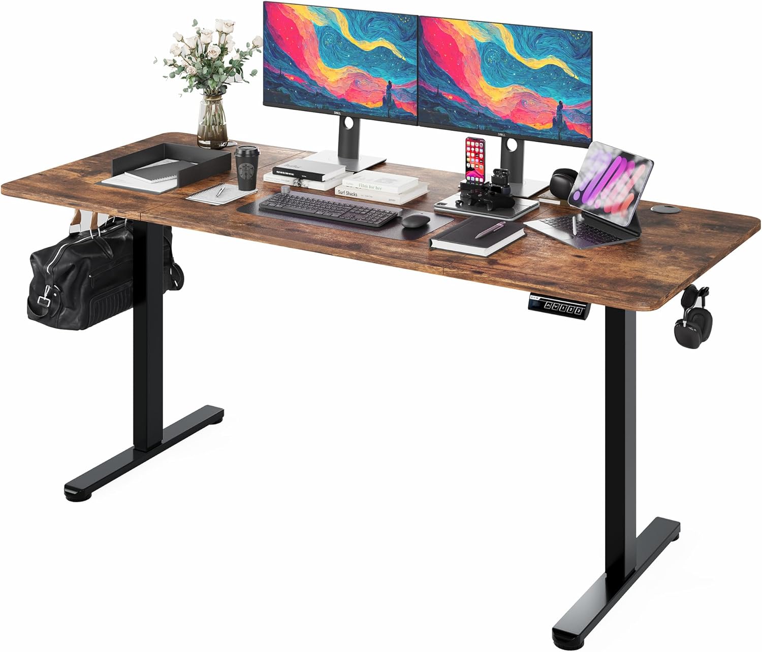 BEST OF BOTH WORLDS Electric Standing Desk | Height Adjustable Desk | Ergonomic Home Office Sit / Stand Desk with Memory Preset Controller