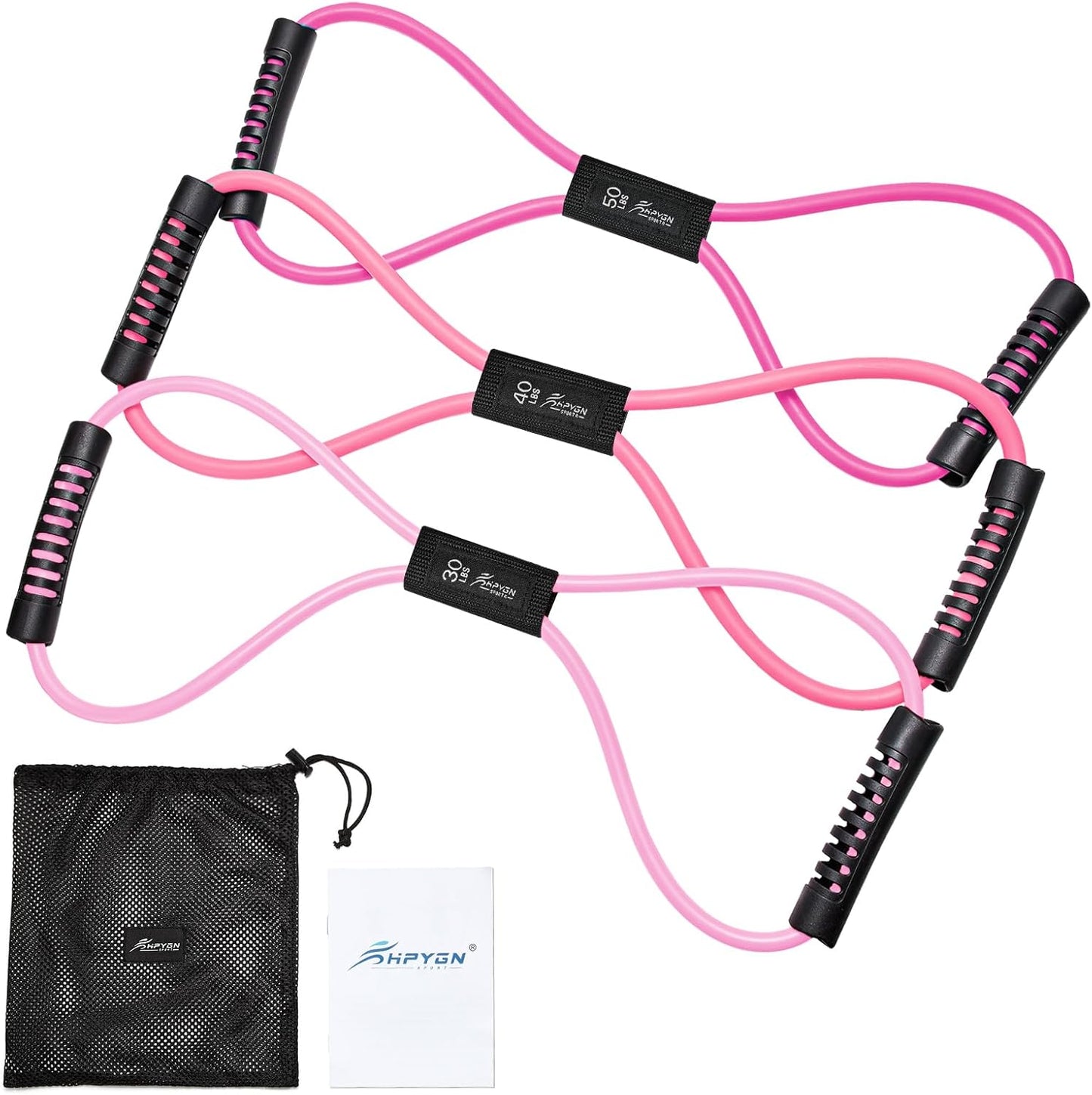BUILD YOUR TEMPLE Resistance Bands | Figure 8 Exercise Bands for Arms, Chest Expander, Yoga, Gym, Fitness, Pulling Rope, Exercise, & Muscle Training