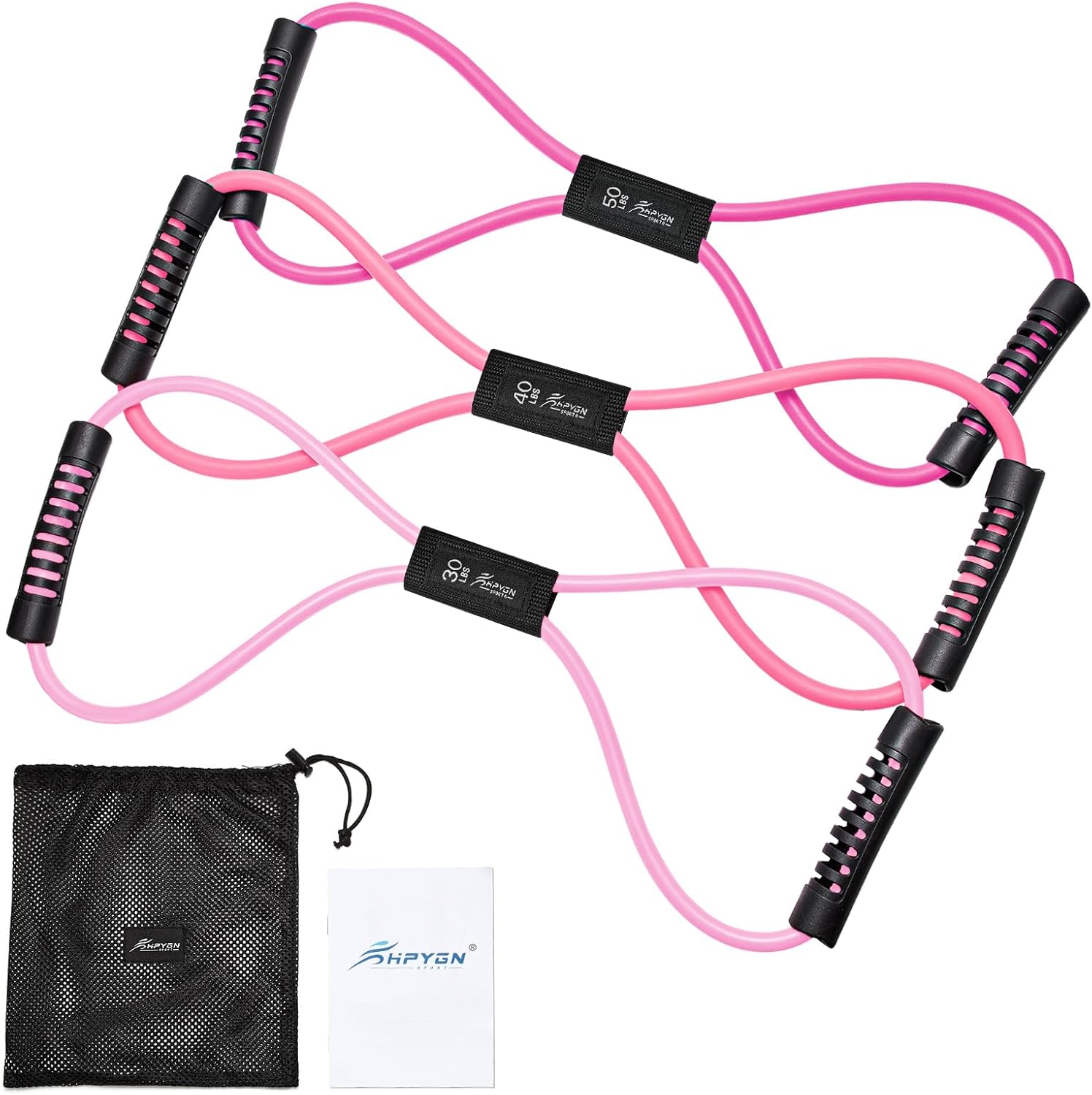 BUILD YOUR TEMPLE Resistance Bands | Figure 8 Exercise Bands for Arms, Chest Expander, Yoga, Gym, Fitness, Pulling Rope, Exercise, & Muscle Training