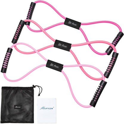 BUILD YOUR TEMPLE Resistance Bands | Figure 8 Exercise Bands for Arms, Chest Expander, Yoga, Gym, Fitness, Pulling Rope, Exercise, & Muscle Training