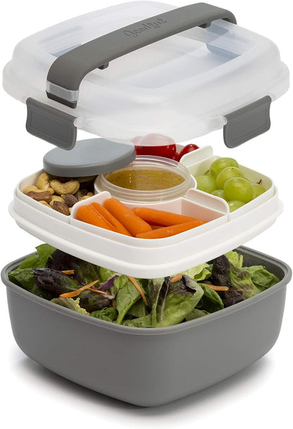 MEAL PREP PRO Stackable Lunch Box Container | Bento Style Food Storage | Removeable Compartments for Sandwich, Snacks, Toppings & DressinG | Leak-Proof, Made without BPA, 56 OZ