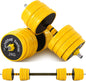NO EXCUSES Adjustable DUMBBELLS TO BARBELL Weight Set, 20-40-50-70LB 3-In-1 Set, Non-Slip, All-Purpose