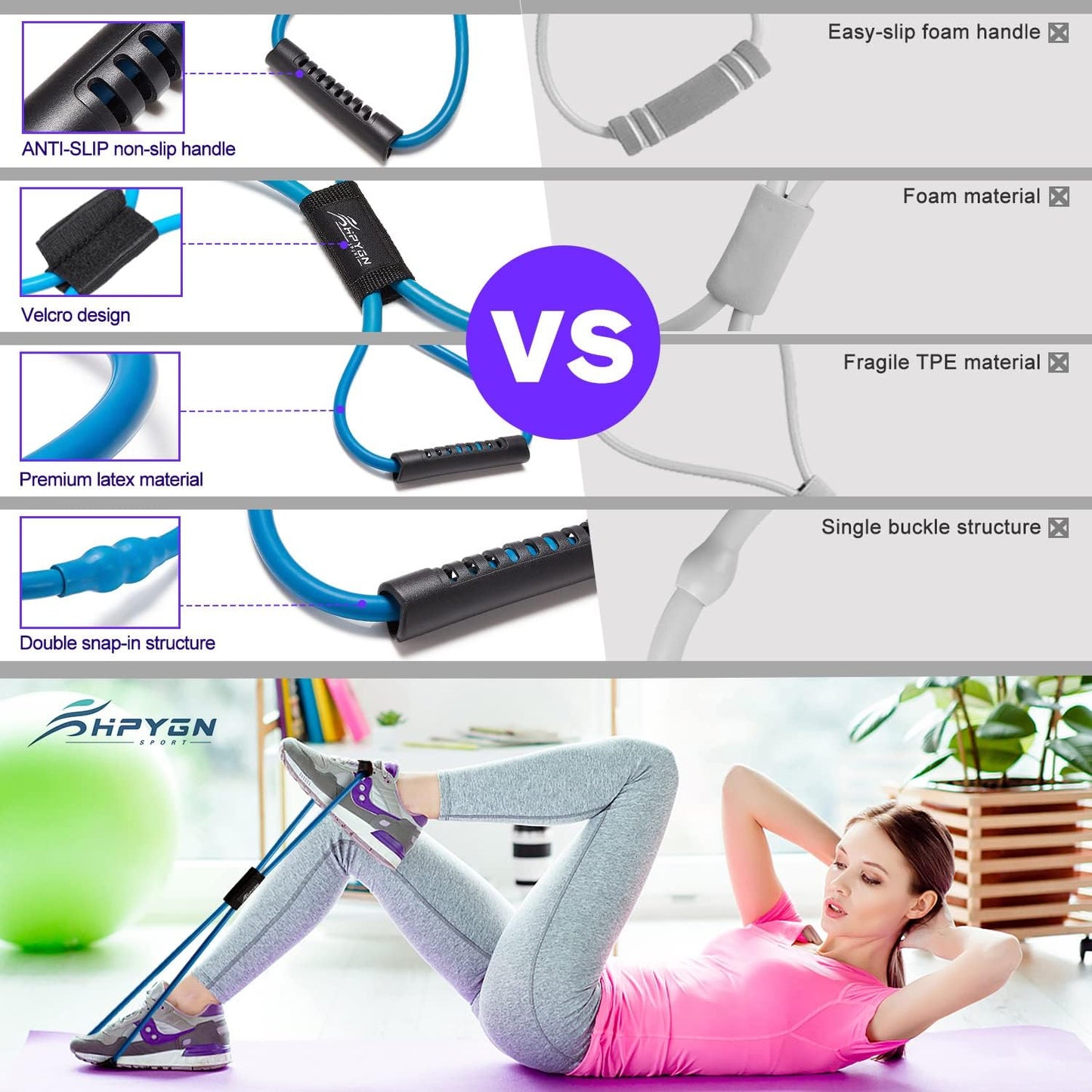 BUILD YOUR TEMPLE Resistance Bands | Figure 8 Exercise Bands for Arms, Chest Expander, Yoga, Gym, Fitness, Pulling Rope, Exercise, & Muscle Training