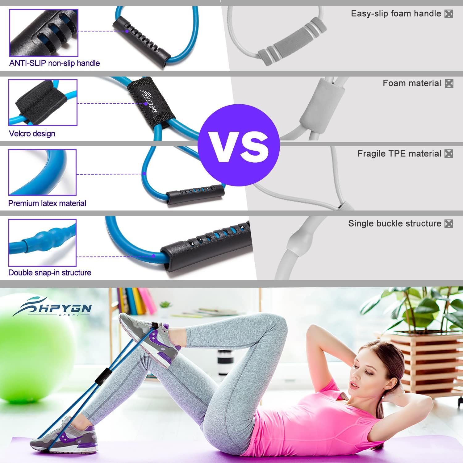 BUILD YOUR TEMPLE Resistance Bands | Figure 8 Exercise Bands for Arms, Chest Expander, Yoga, Gym, Fitness, Pulling Rope, Exercise, & Muscle Training