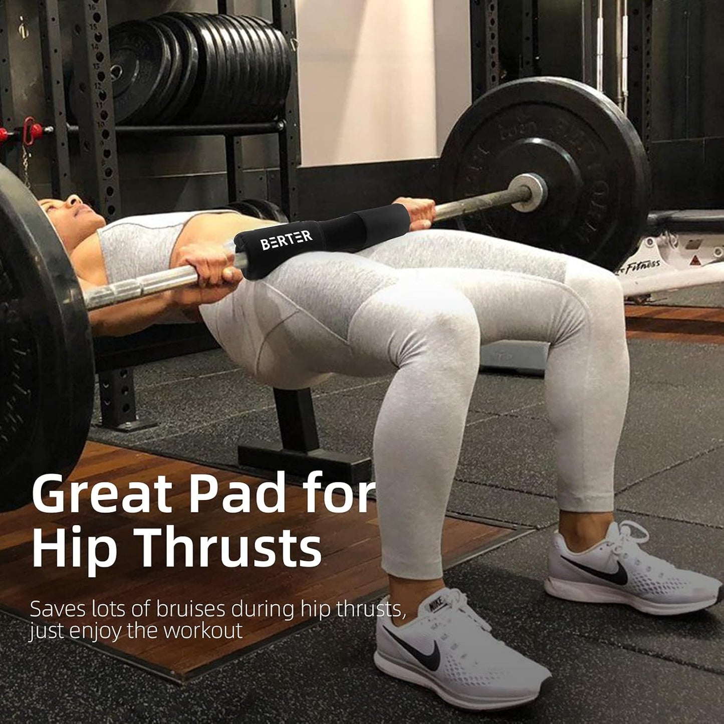 GET THE GAINS Barbell Pad for Hip Thrust and Squats Lunges - Foam Sponge Squat Bar Pad - Neck & Shoulder Protection