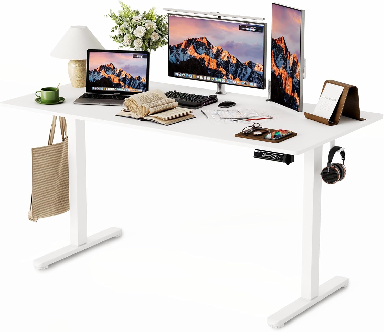 BEST OF BOTH WORLDS Electric Standing Desk | Height Adjustable Desk | Ergonomic Home Office Sit / Stand Desk with Memory Preset Controller