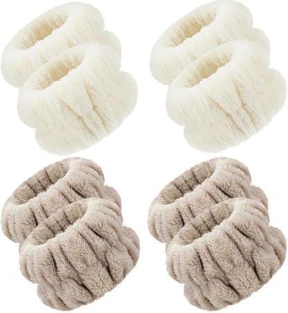 4 Pairs Spa Wrist Bands for Washing Face | Microfiber Wrist Towel Band Scrunchies Absorbent