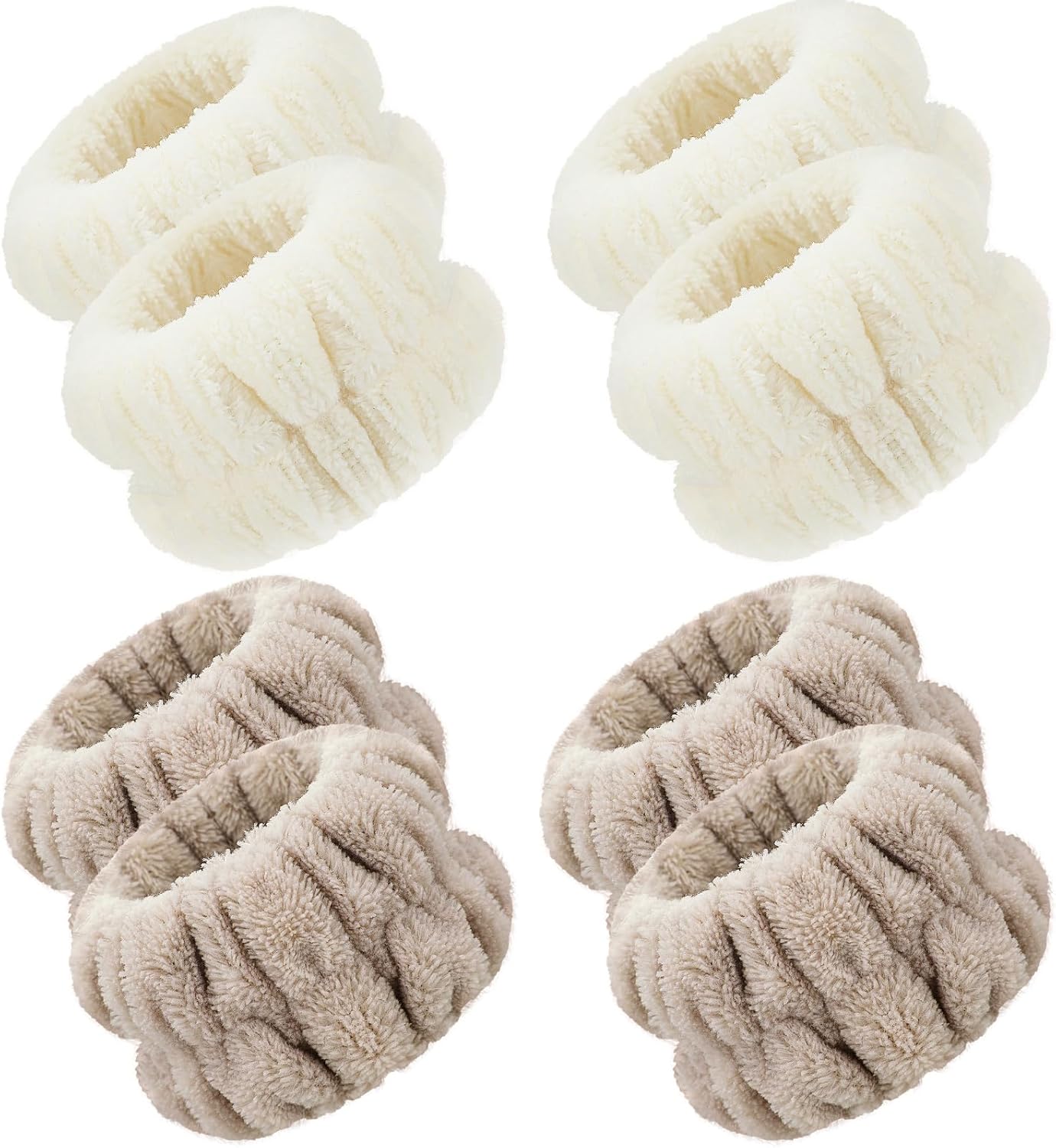 SKINCARE BASICS 4 Pairs Spa Wrist Bands for Washing Face | Microfiber Wrist Towel Band Scrunchies Absorbent