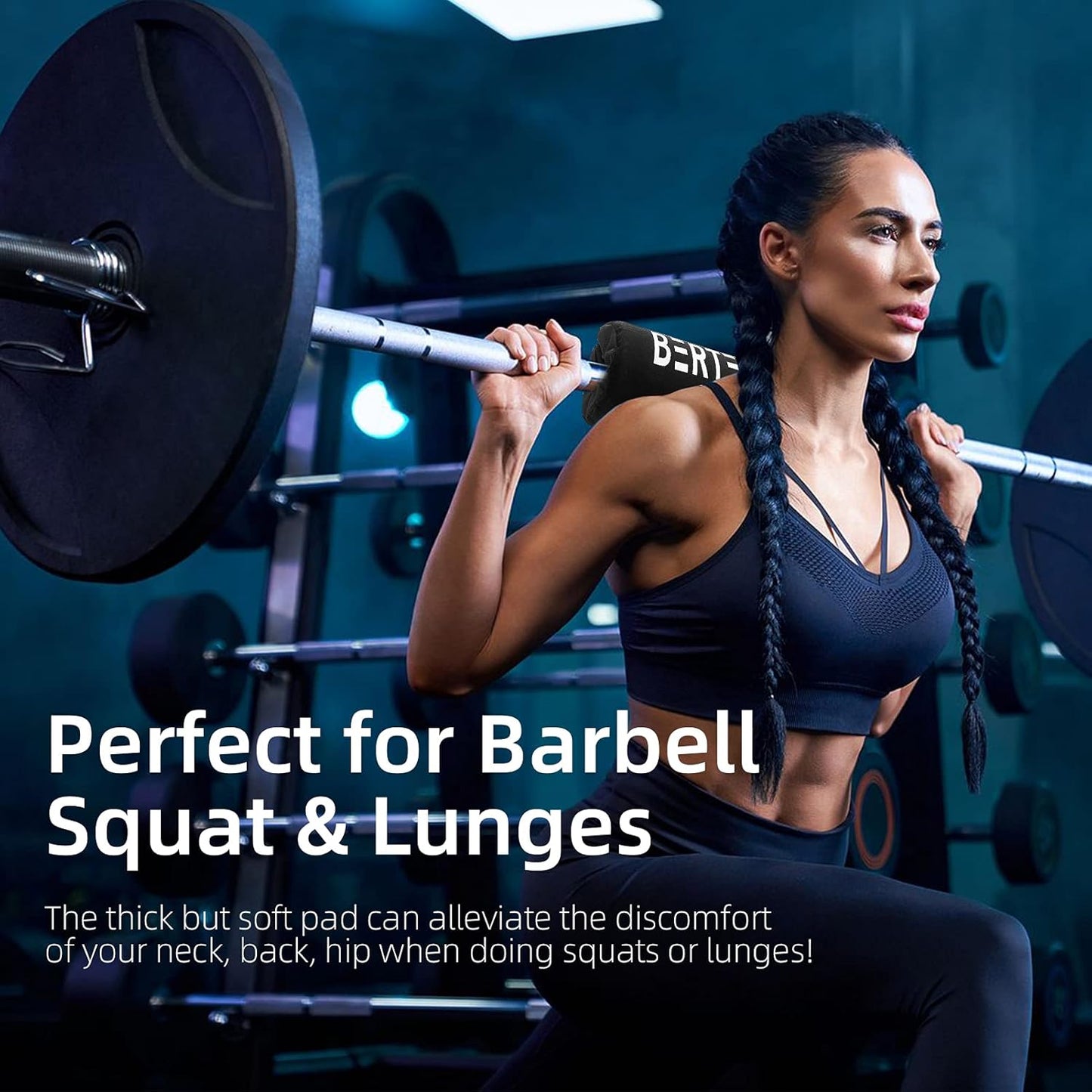 GET THE GAINS Barbell Pad for Hip Thrust and Squats Lunges - Foam Sponge Squat Bar Pad - Neck & Shoulder Protection