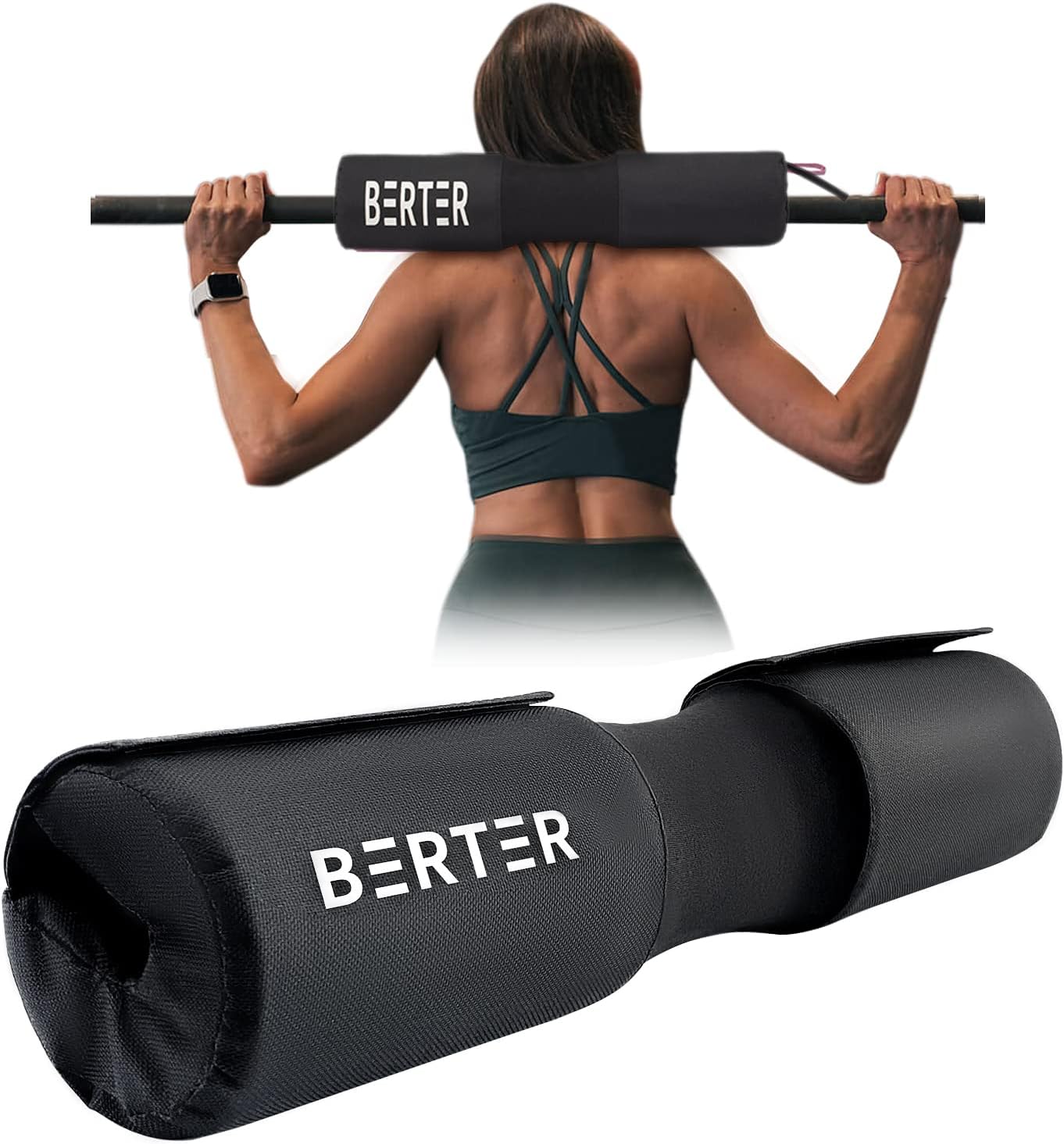 GET THE GAINS Barbell Pad for Hip Thrust and Squats Lunges - Foam Sponge Squat Bar Pad - Neck & Shoulder Protection