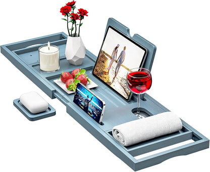 ONE OF THOSE DAYS Premium Bathtub Tray Caddy - Bamboo - Expandable Size, Fits Most Bath Tubs