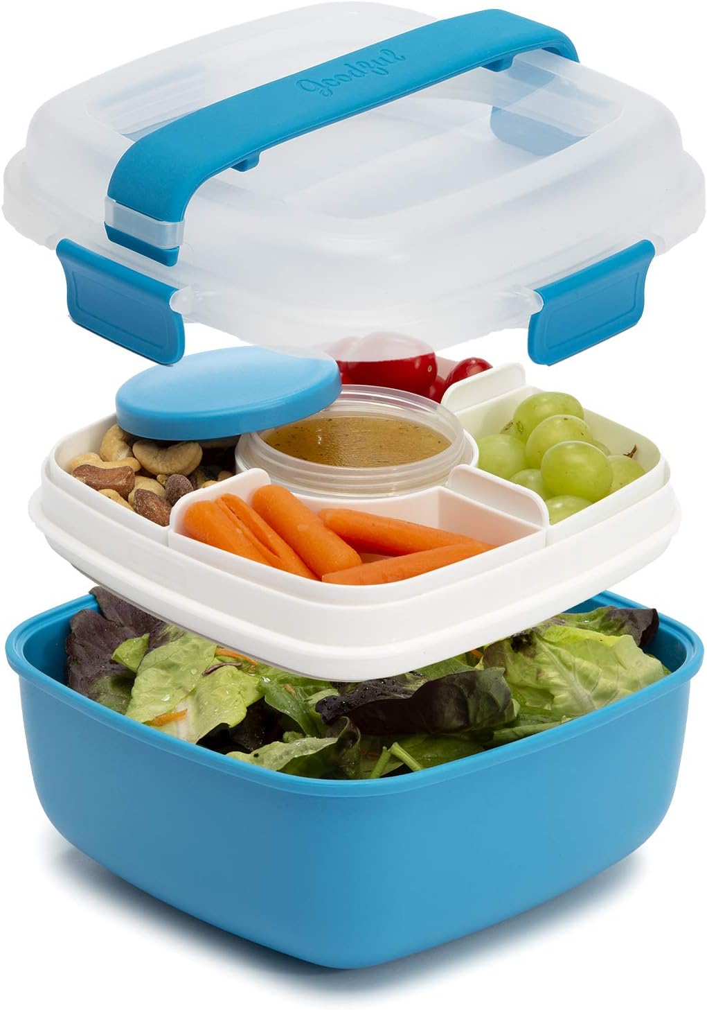 MEAL PREP PRO Stackable Lunch Box Container | Bento Style Food Storage | Removeable Compartments for Sandwich, Snacks, Toppings & DressinG | Leak-Proof, Made without BPA, 56 OZ