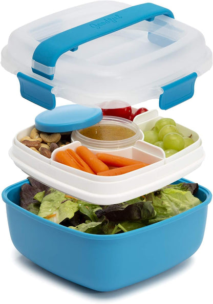 MEAL PREP PRO Stackable Lunch Box Container | Bento Style Food Storage | Removeable Compartments for Sandwich, Snacks, Toppings & DressinG | Leak-Proof, Made without BPA, 56 OZ