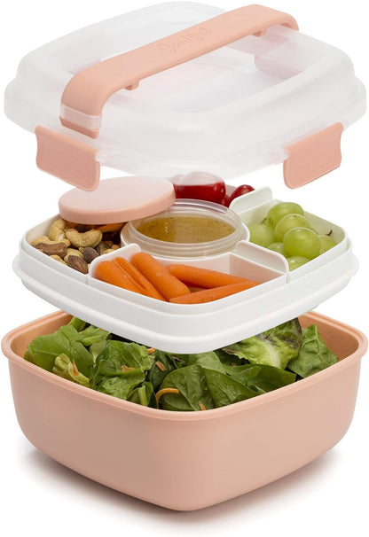 MEAL PREP PRO Stackable Lunch Box Container | Bento Style Food Storage | Removeable Compartments for Sandwich, Snacks, Toppings & DressinG | Leak-Proof, Made without BPA, 56 OZ