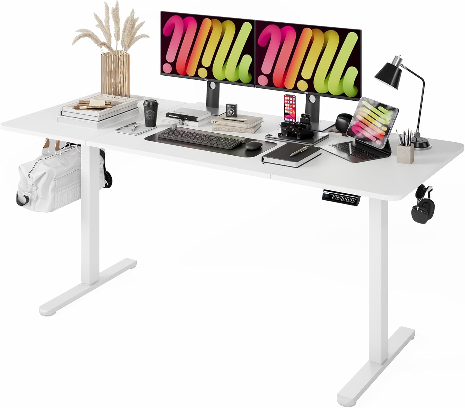 BEST OF BOTH WORLDS Electric Standing Desk | Height Adjustable Desk | Ergonomic Home Office Sit / Stand Desk with Memory Preset Controller