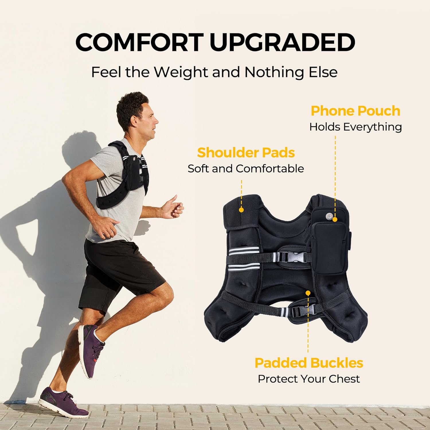 TRAIN LIKE YOU MEAN IT Weight Vest with Reflective Stripe for Strength Training, Running, Walking, Jogging