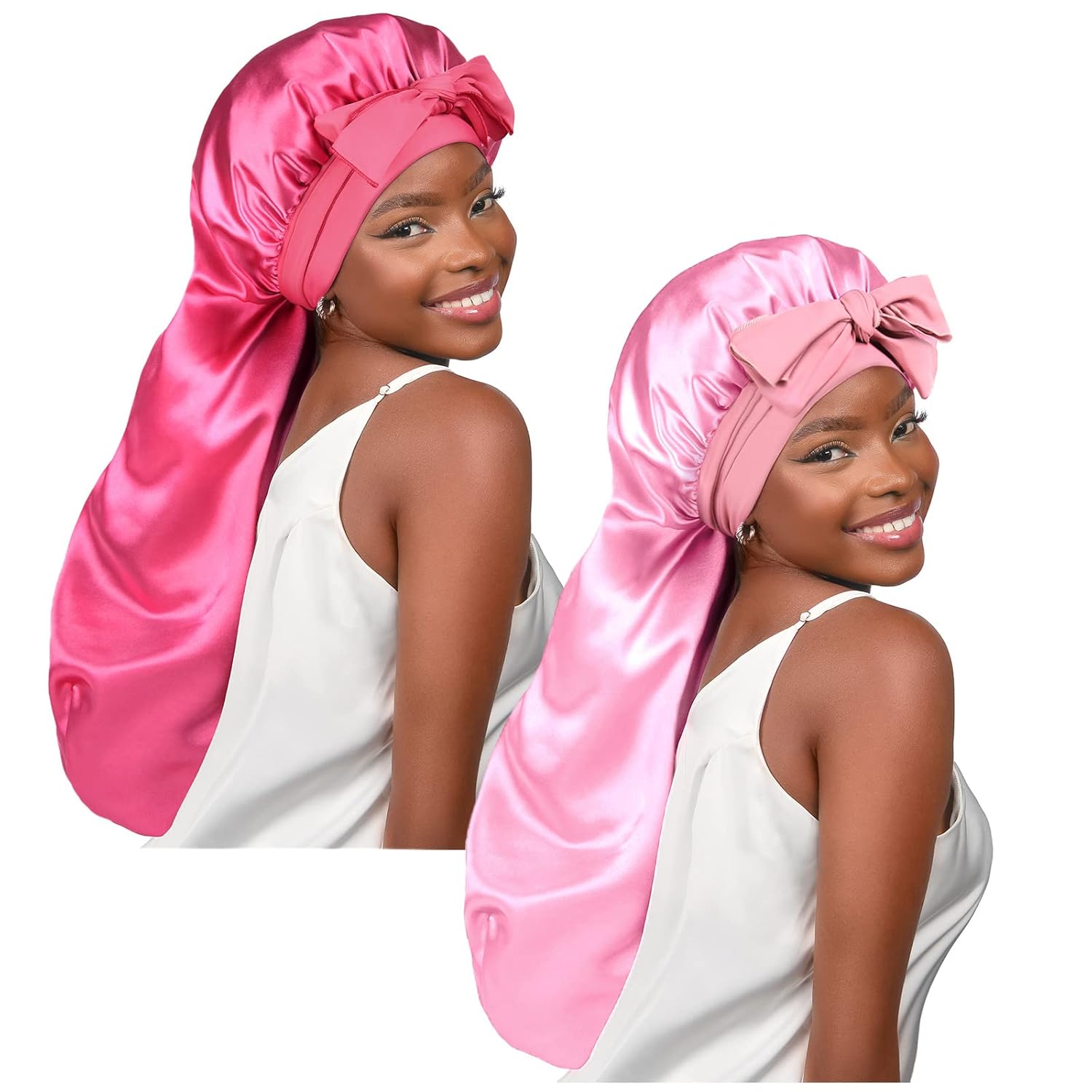 LONG Silk Bonnet for Long Hair With Tie Band 