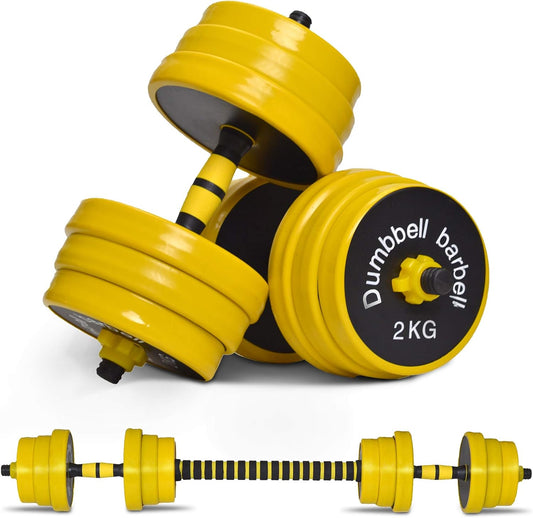 NO EXCUSES Adjustable DUMBBELLS TO BARBELL Weight Set, 20-40-50-70LB 3-In-1 Set, Non-Slip, All-Purpose