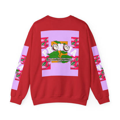 Pronoia Tropical Floral Positive Self Affirmation Graphic Crewneck Sweatshirt