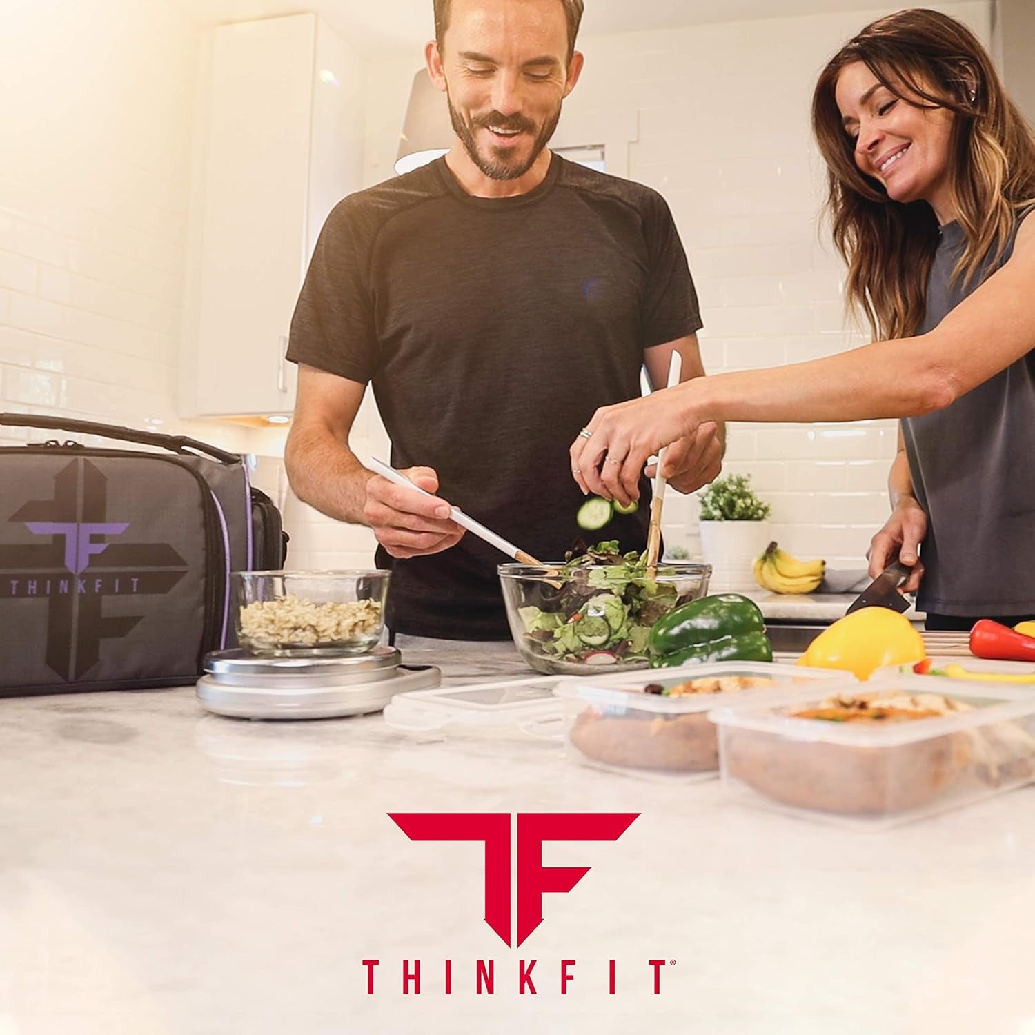 TAKE THE GUESS WORK OUT Insulated Meal Prep Lunch Box | 6 Food Portion Control Containers | Bpa-Free, Reusable, Microwavable, Freezer Safe | Includes Shaker Cup, Pill Organizer, Shoulder Strap & Side Pocket