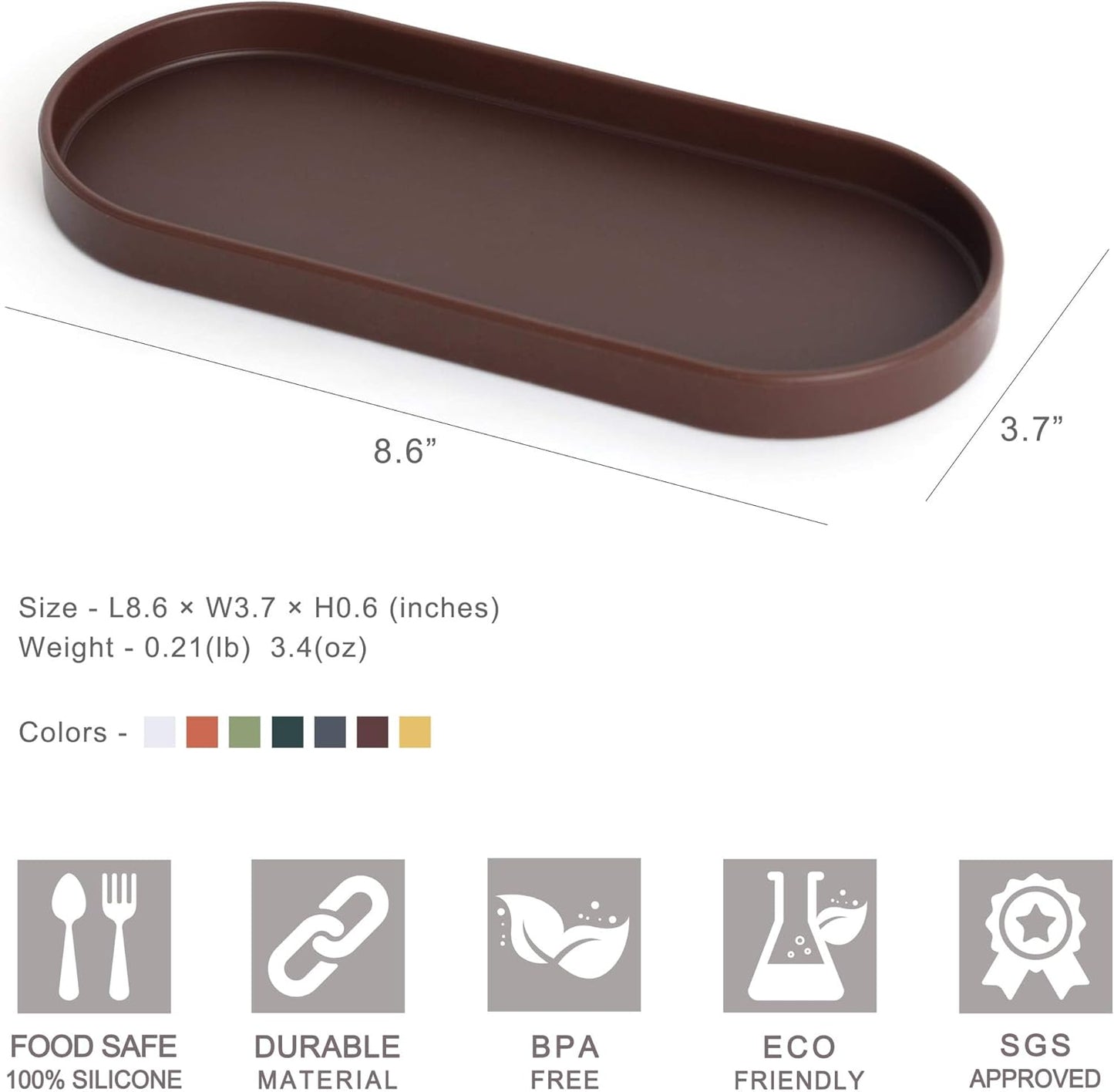 ELEVATE THE CLUTTER Silicone Tray - Small Vanity Tray Organizer - Multi-Purpose Modern Kitchen Sink, Bathroom, Counter Organizer