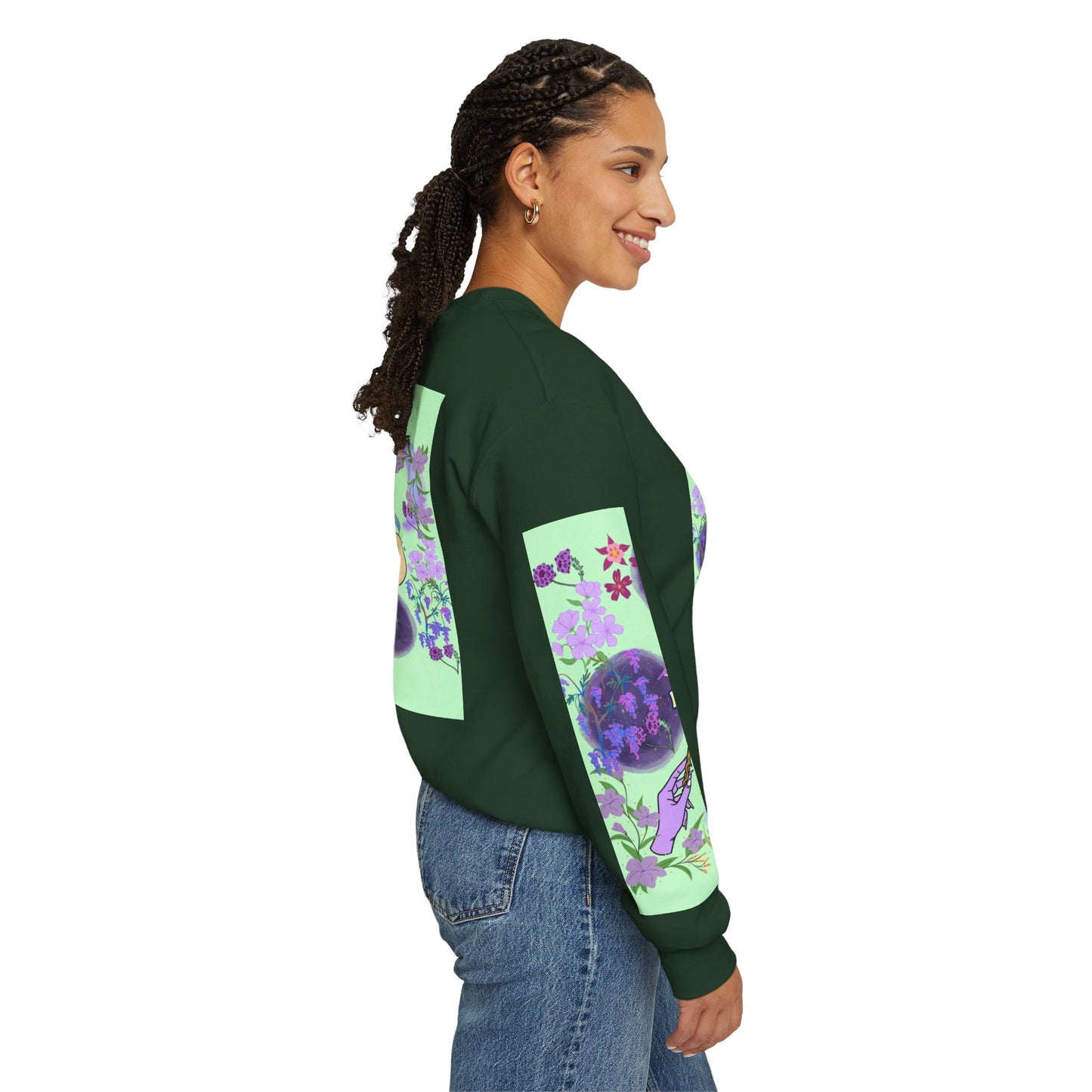 Floral & Mystical BADDIE Graphic Sweatshirt – Pastel Nature Lover - Inspired Crewneck