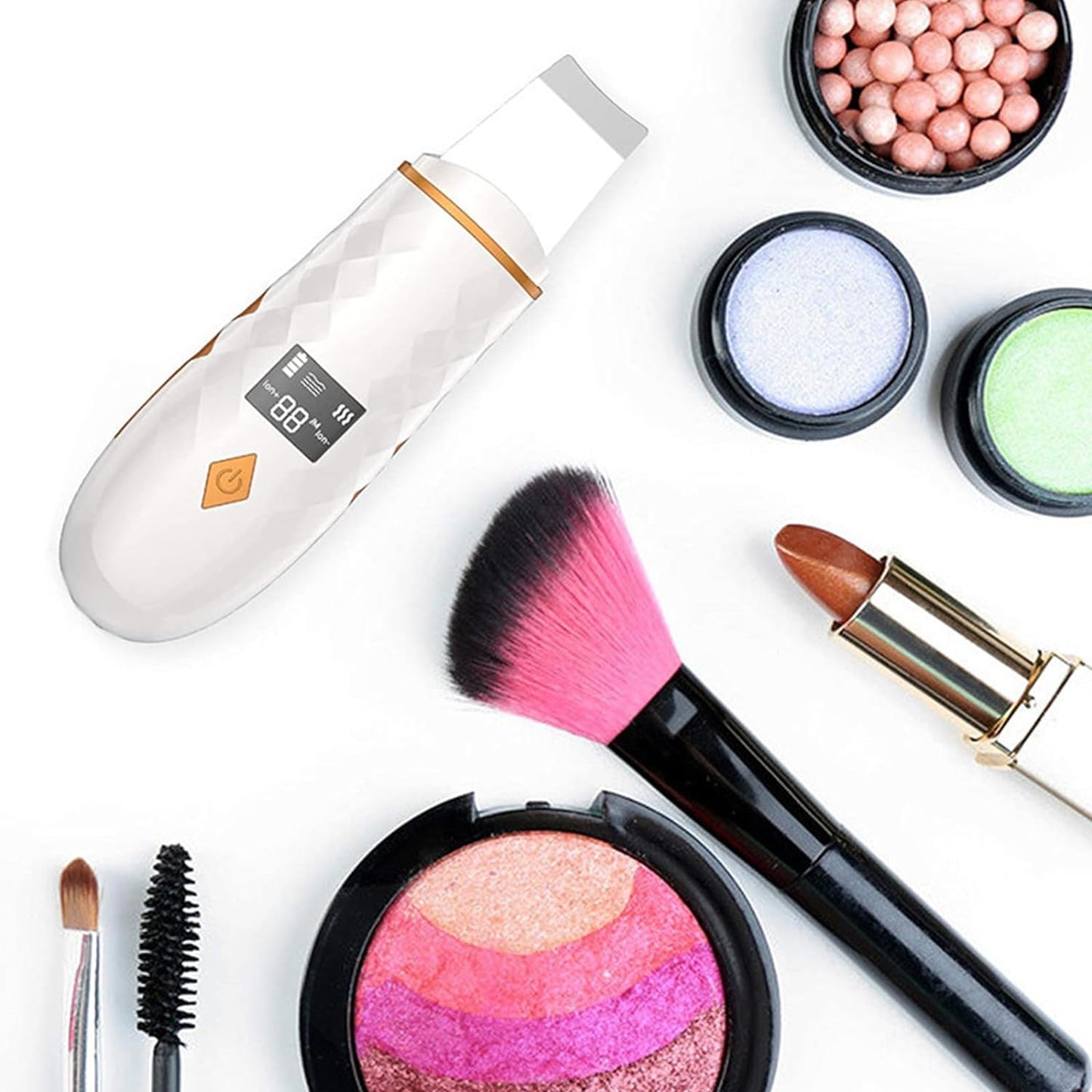 SPA DAY ESSENTIALS Skin Scrubber Face Spatula | LCD Screen Dead Skin Scraper / Blackhead Removal | Ultrasonic Pore Extractor - 4 Modes