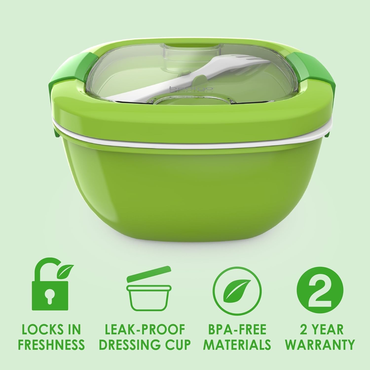 MEAL PREP PRO All-In-One Taco Bowl, Smoothie bowl, Salad Container | Large Salad Bowl, Bento Box Tray, Leak-Proof Sauce Container, Airtight Lid, & Fork | BPA-Free & Dishwasher/Microwave Safe
