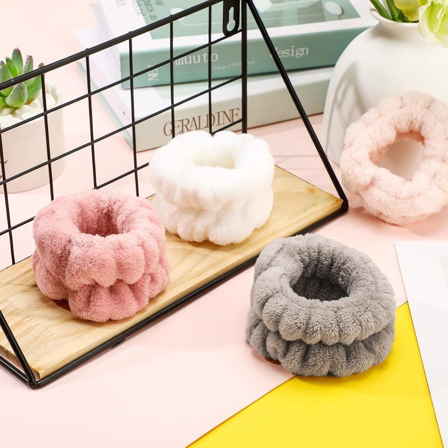4 Pairs Spa Wrist Bands for Washing Face | Microfiber Wrist Towel Band Scrunchies Absorbent