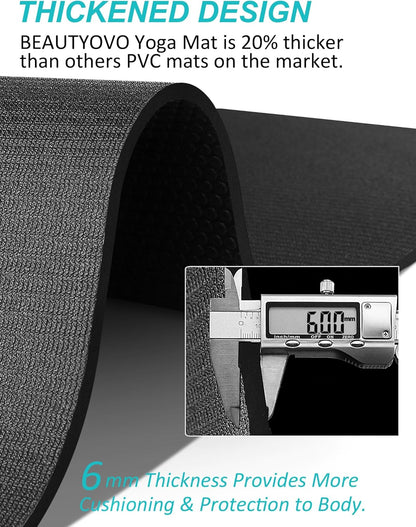 BUILD YOUR TEMPLE Yoga Mat with Strap | 1/3| 1/4 Inch Extra Thick Yoga Mat Double-Sided Non Slip | Professional TPE | PVC Yoga & Workout Mat for Yoga, Pilates and Floor Exercises