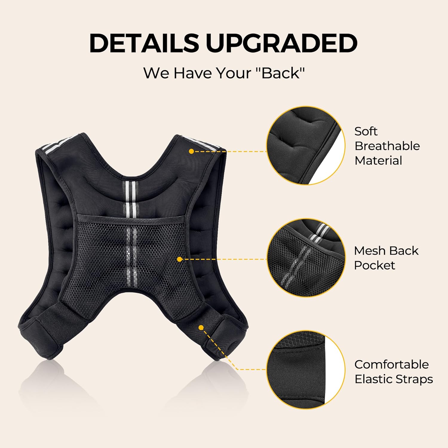 TRAIN LIKE YOU MEAN IT Weight Vest with Reflective Stripe for Strength Training, Running, Walking, Jogging