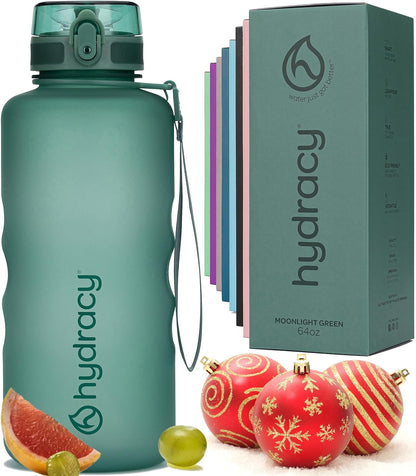 Large BPA Free Water Bottle & No Sweat Sleeve with Time Marker, Fruit Infuser, Strainer