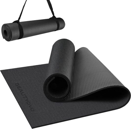 BUILD YOUR TEMPLE Yoga Mat with Strap | 1/3| 1/4 Inch Extra Thick Yoga Mat Double-Sided Non Slip | Professional TPE | PVC Yoga & Workout Mat for Yoga, Pilates and Floor Exercises