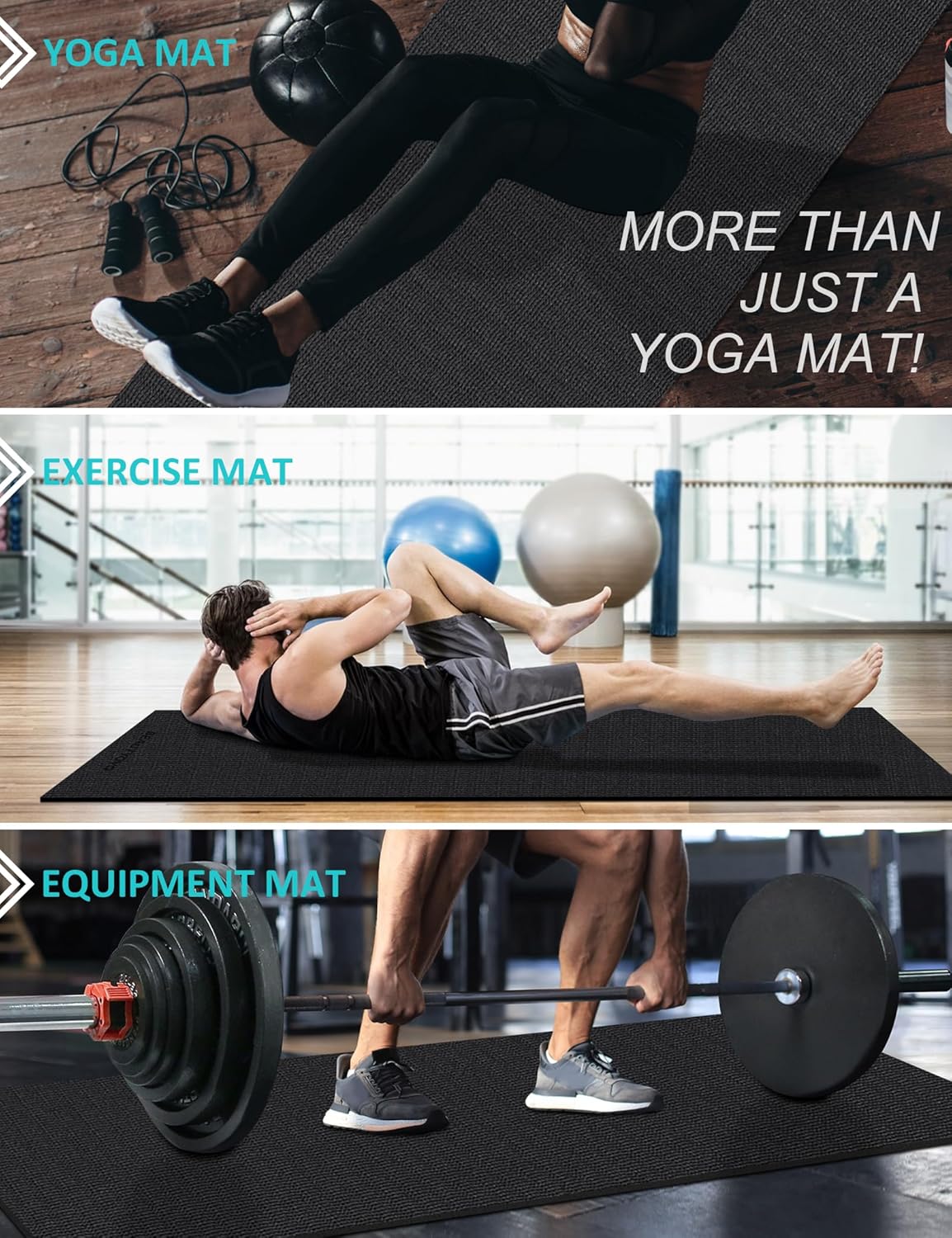 BUILD YOUR TEMPLE Yoga Mat with Strap | 1/3| 1/4 Inch Extra Thick Yoga Mat Double-Sided Non Slip | Professional TPE | PVC Yoga & Workout Mat for Yoga, Pilates and Floor Exercises