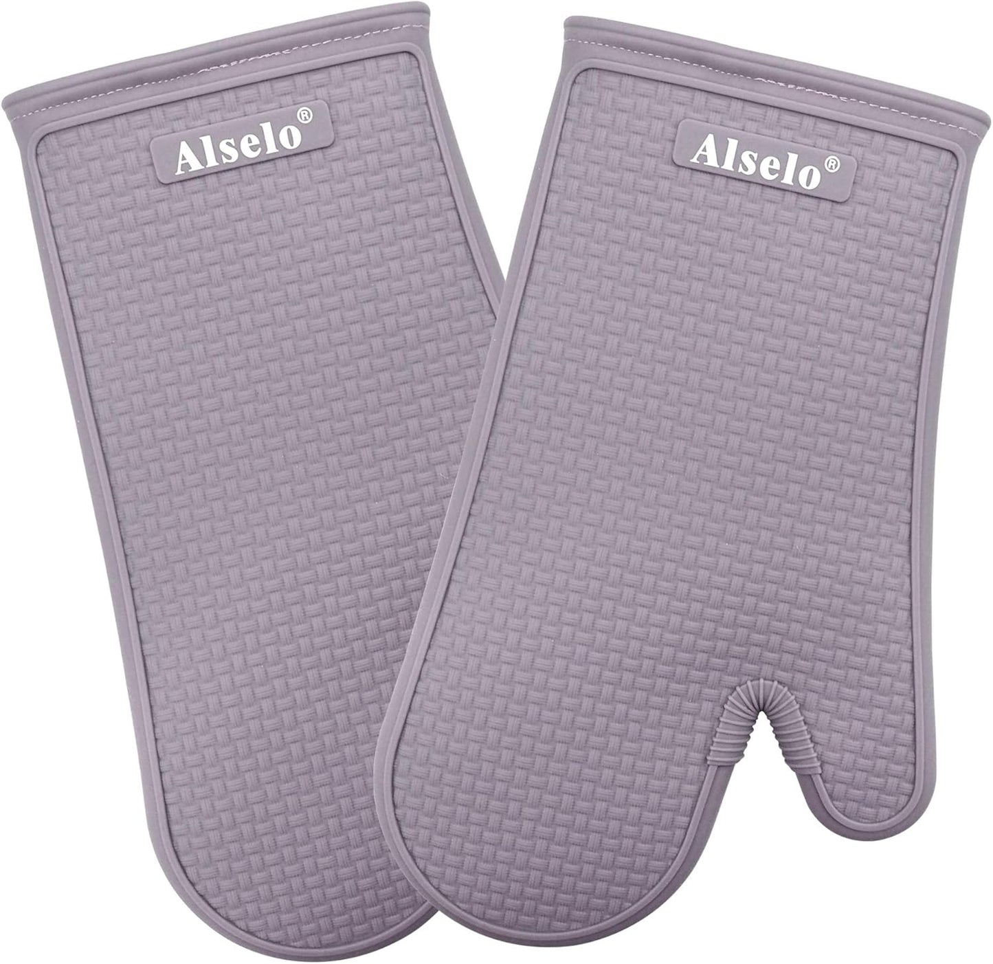 MEAL PREP BASICS Silicone Oven Mitts Heat Resistant 550 Degree | Extra Long Kitchen Gloves Pot Holders with Waterproof and Non-Slip | Baking Cooking Barbecue Microwave Machine Washable