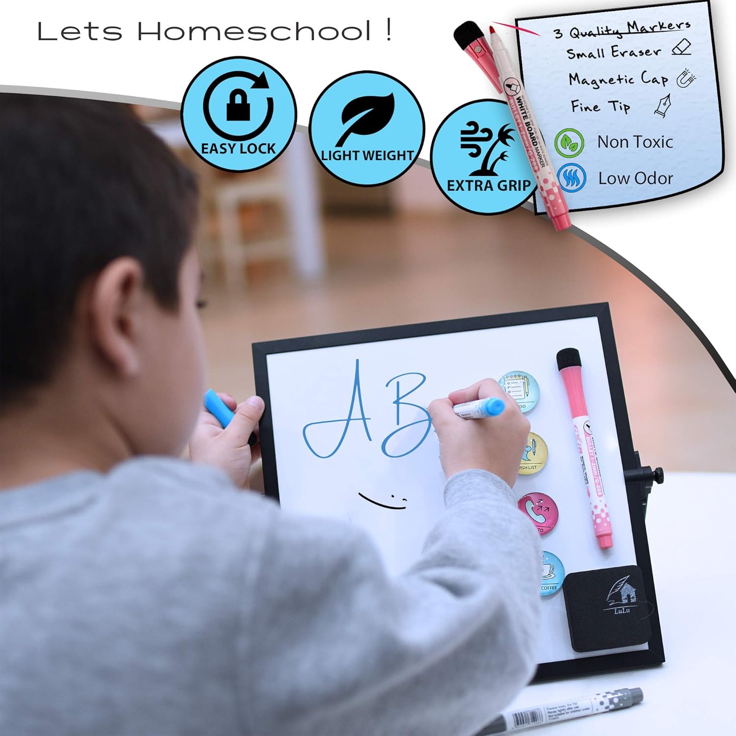 VISUALIZATION & PRODUCTIVITY ERA 101 Small Desktop White Board with Weekly Planner | Magnetic to Do List Dry Erase Board Calendar with Stand | 3 Markers, 4 Magnets, Eraser | Portable Whiteboard
