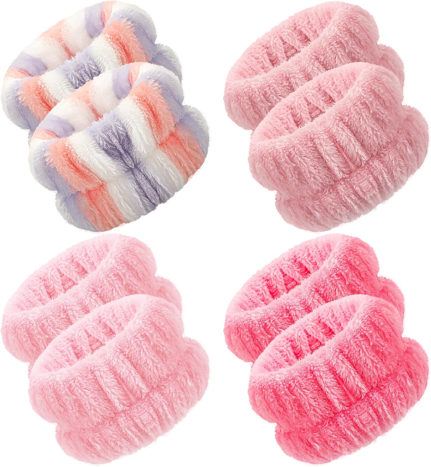4 Pairs Spa Wrist Bands for Washing Face | Microfiber Wrist Towel Band Scrunchies Absorbent