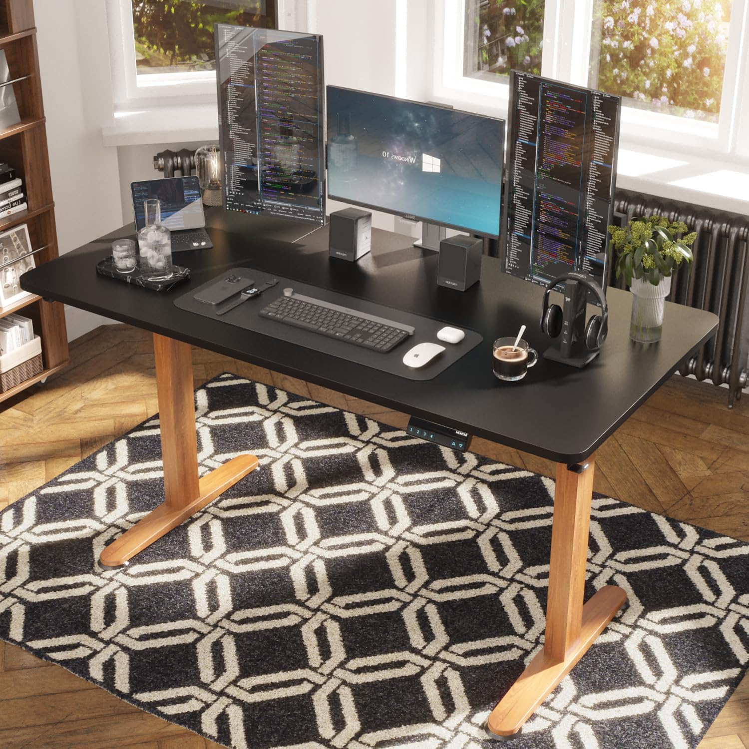 BEST OF BOTH WORLDS Electric Standing Desk | Height Adjustable Desk | Ergonomic Home Office Sit / Stand Desk with Memory Preset Controller