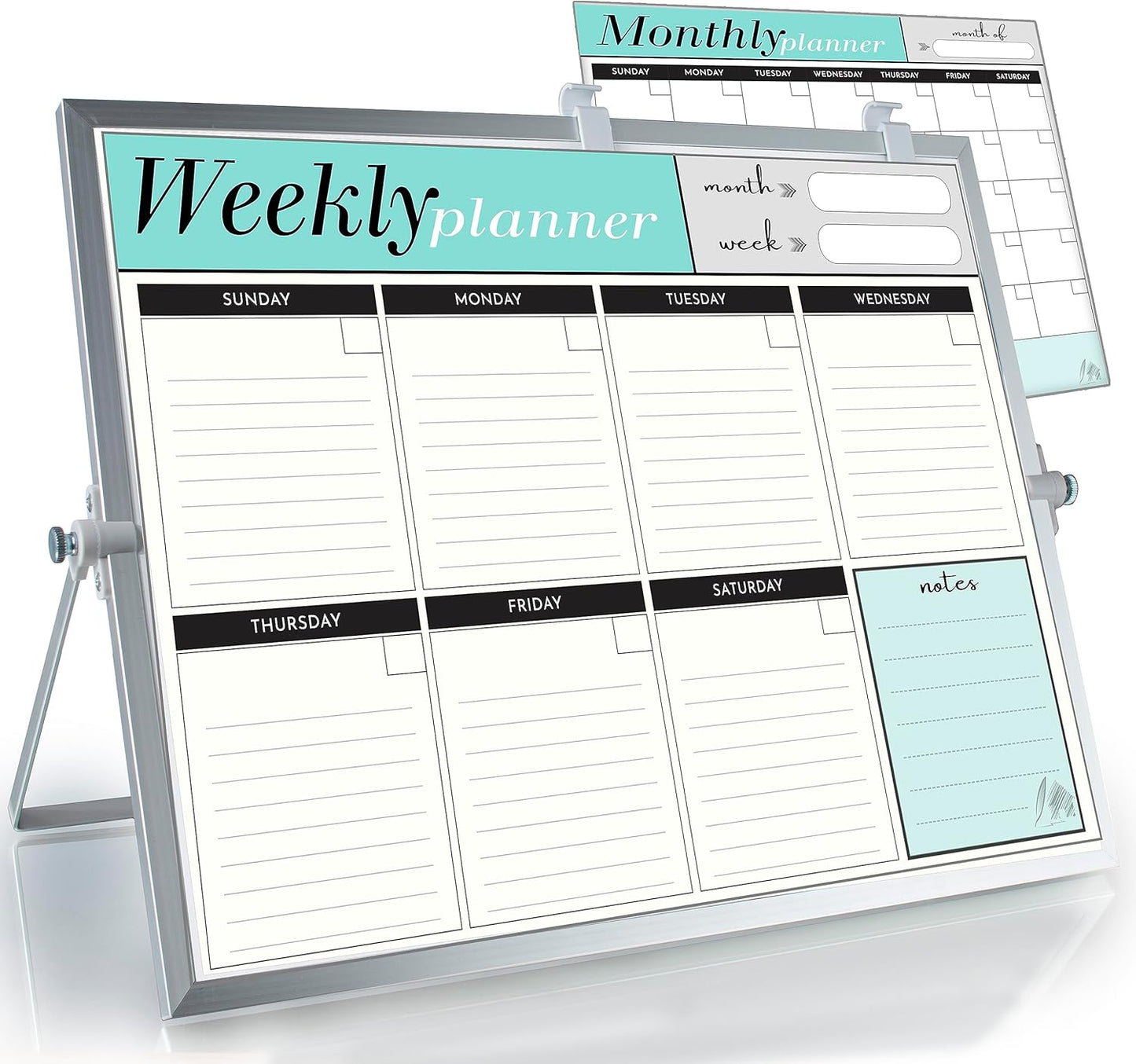 VISUALIZATION & PRODUCTIVITY ERA 101 Small Desktop White Board with Weekly Planner | Magnetic to Do List Dry Erase Board Calendar with Stand | 3 Markers, 4 Magnets, Eraser | Portable Whiteboard