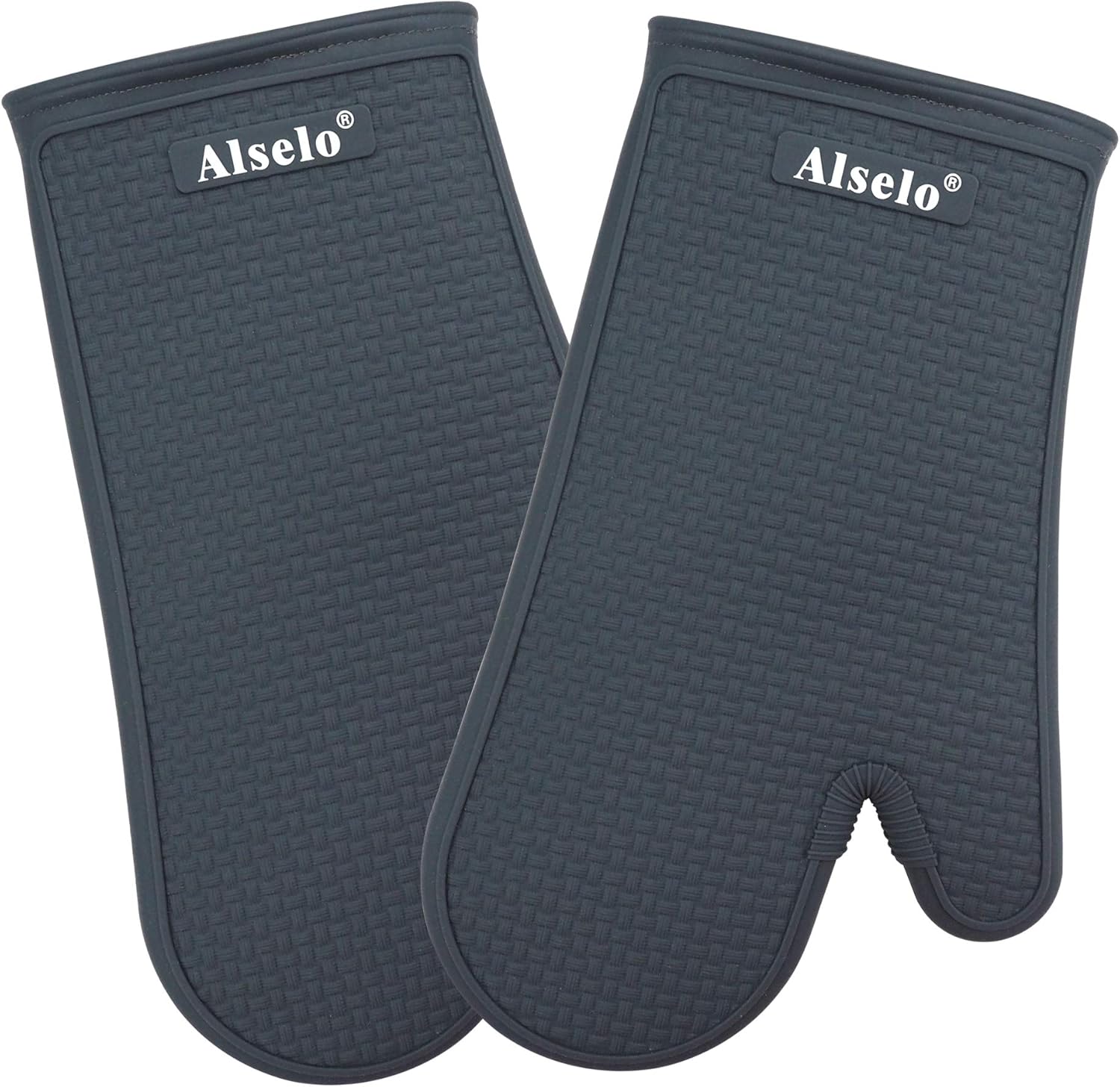 MEAL PREP BASICS Silicone Oven Mitts Heat Resistant 550 Degree | Extra Long Kitchen Gloves Pot Holders with Waterproof and Non-Slip | Baking Cooking Barbecue Microwave Machine Washable